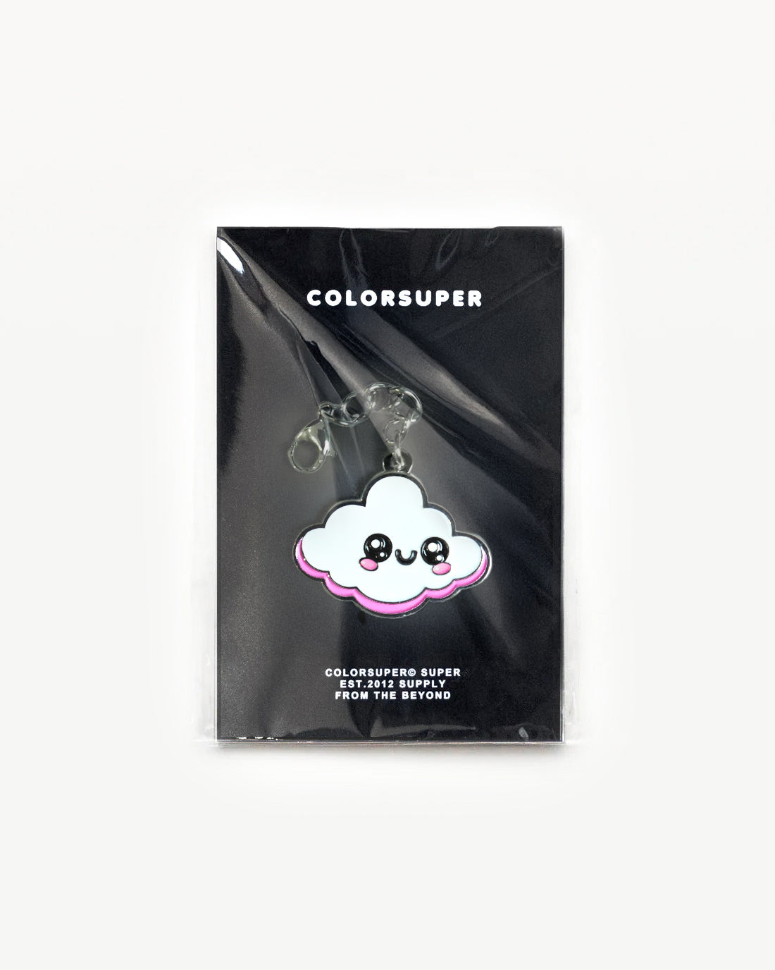 Cute Cloud charm in packaging, featuring blushing cheeks and soft edges, perfect for mood-boosting accessories. - Alternate view