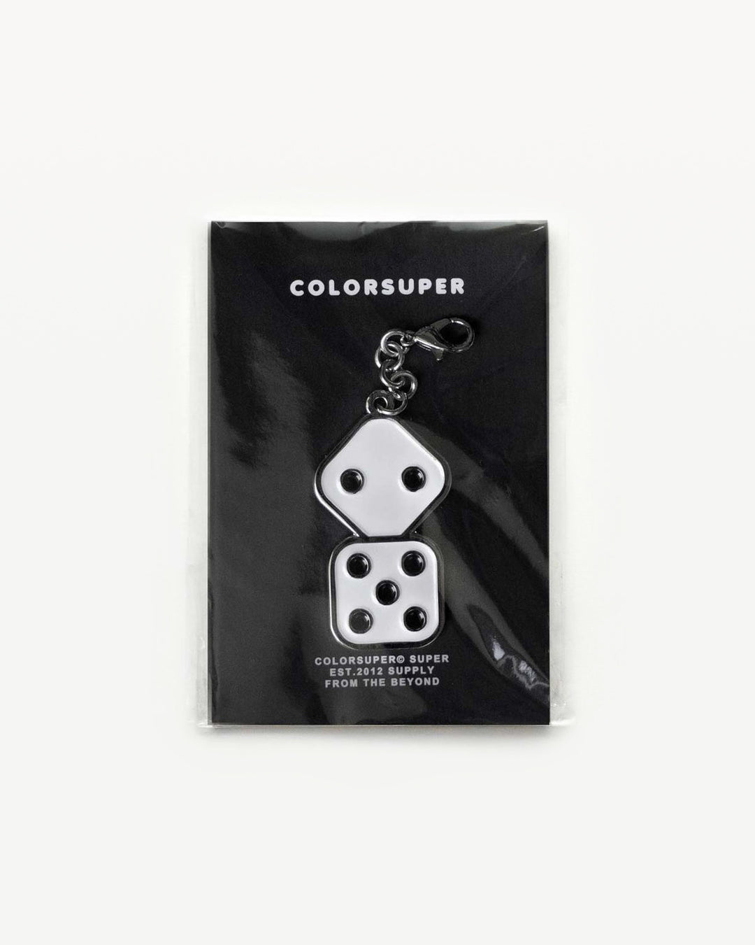 Chrome dice bikini charm with lobster clasp. - Alternate view