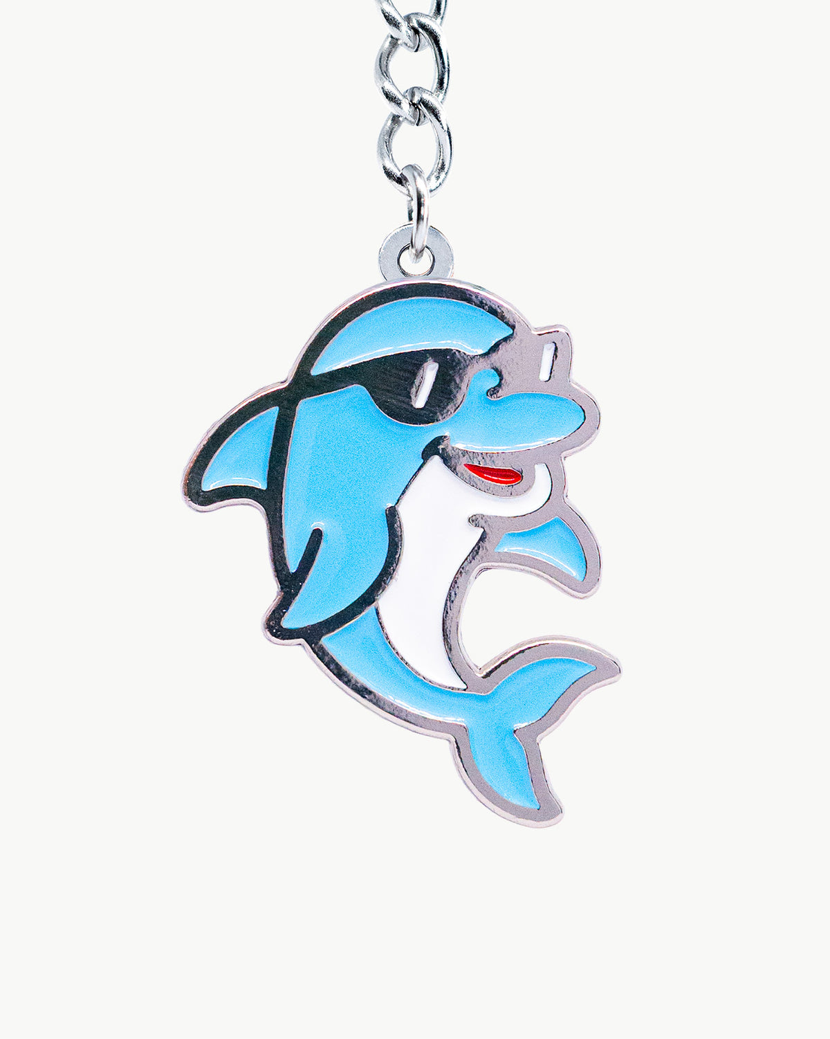 Bikini Charm - Cool Splash Charm featuring a cheerful blue dolphin with sunglasses and a confident smile.