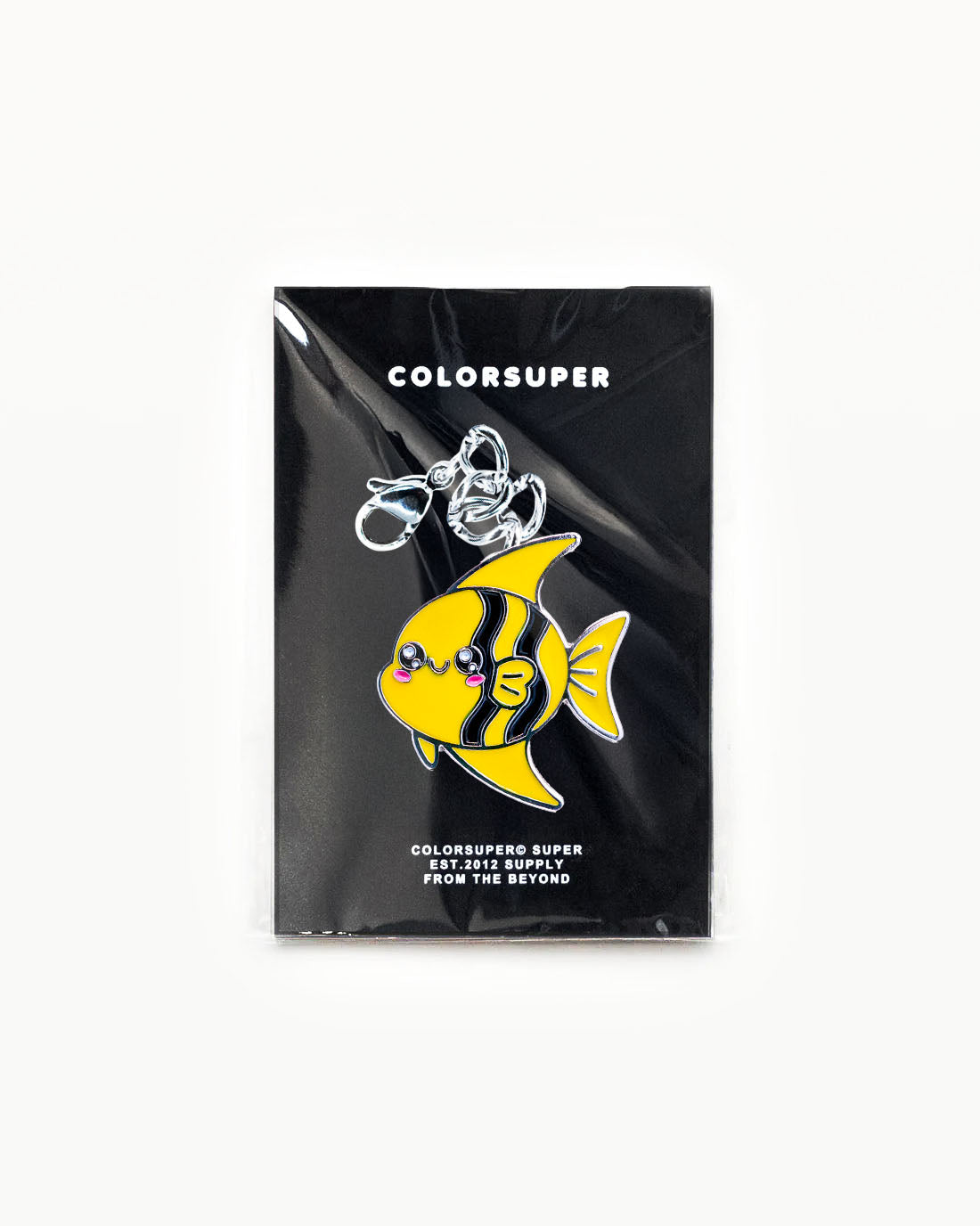 Bikini Charm - Idol Fish Charm in vibrant yellow and black, featuring a cute kawaii face on packaging. - Alternate view