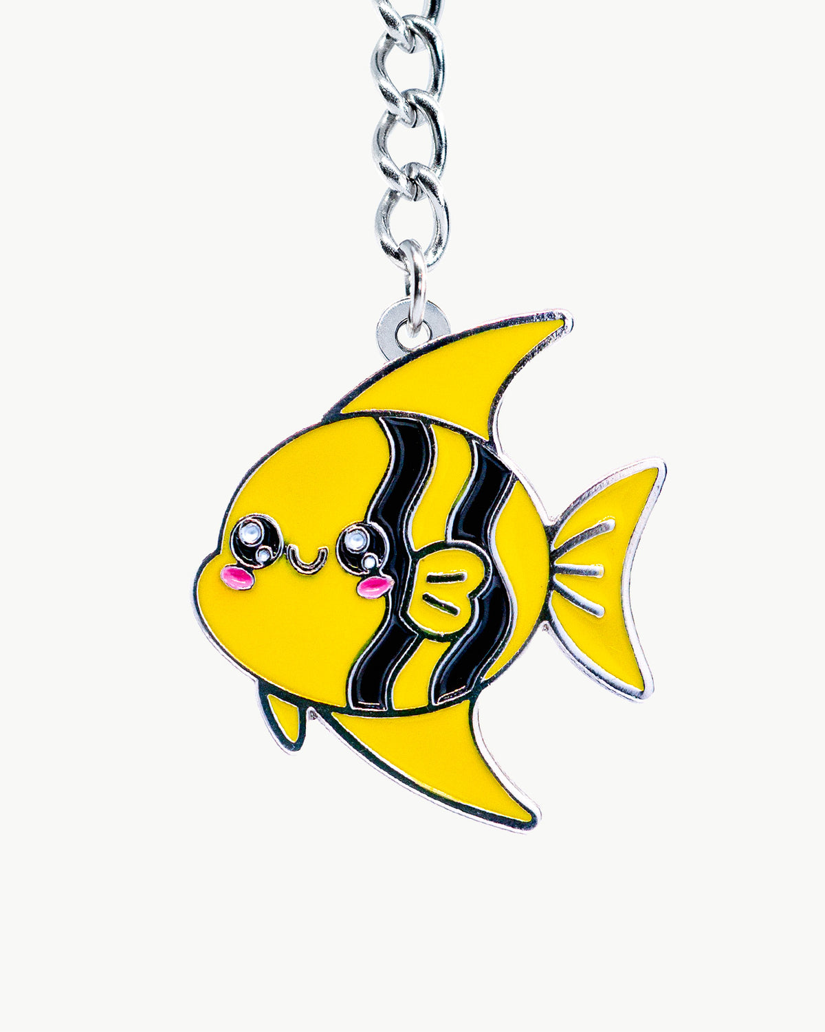 Bikini Charm - Idol Fish Charm, adorable yellow and black enamel fish accessory with kawaii face.