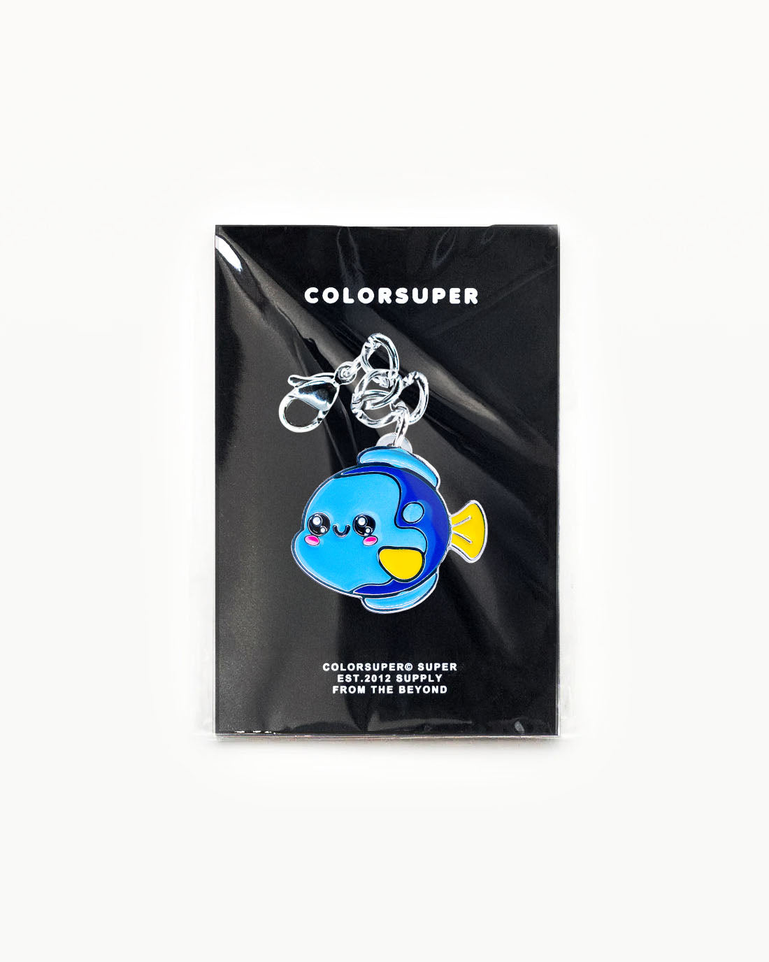 Bikini Charm - Blue Tang Charm featuring a kawaii blue fish accessory in packaging - Alternate view