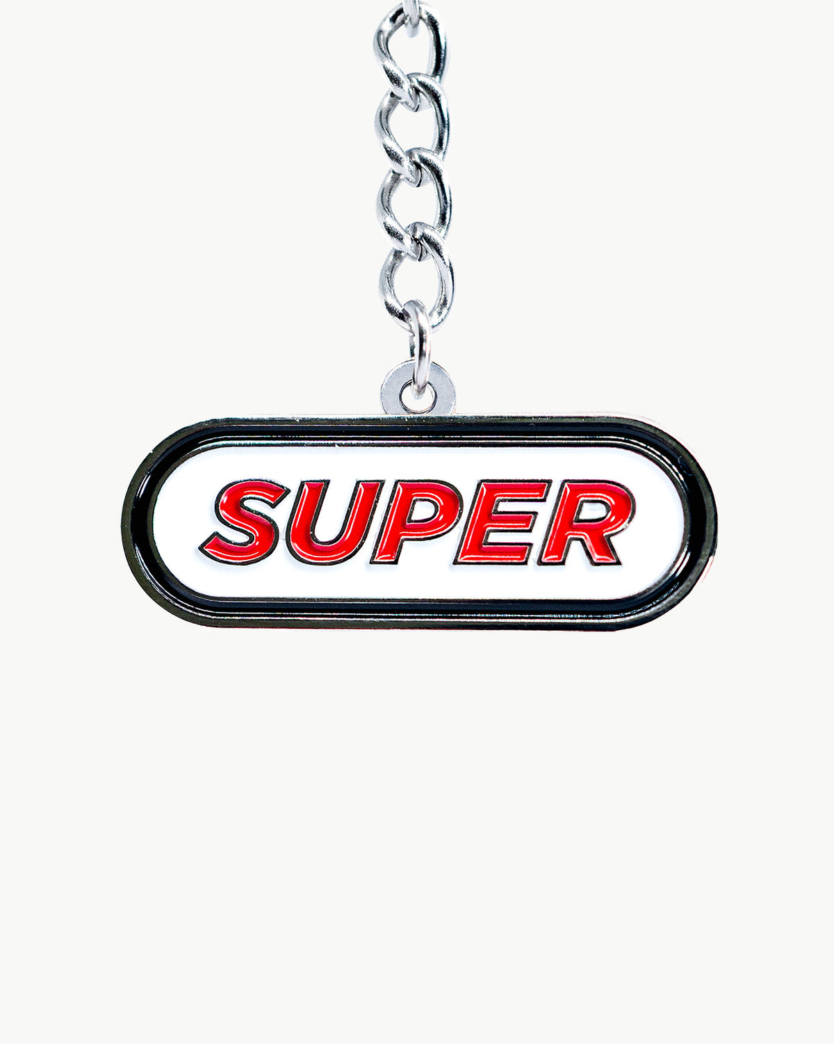 Bikini Charm: Iconic SUPER CELL charm with bold red lettering, perfect for stylish accessory additions.
