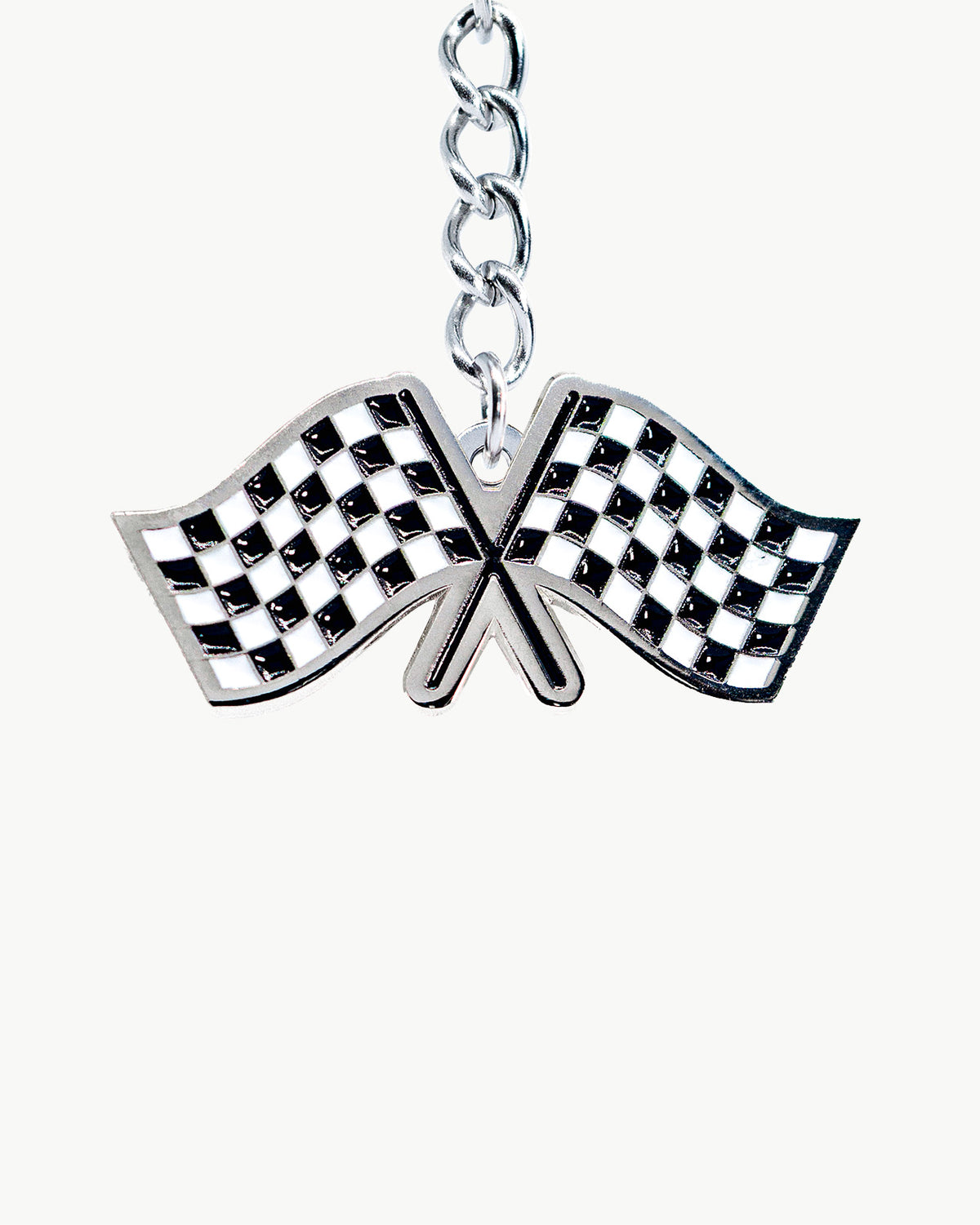 Checkered flag bikini charm for speed enthusiasts, perfect for sporty summer swimwear accessories.