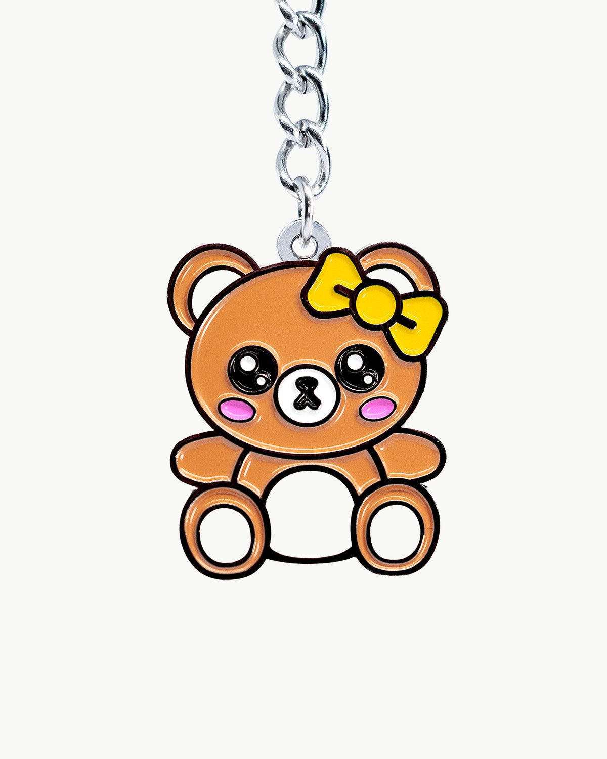 Cute Bear charm with big bow and blushing cheeks, perfect for adding a playful touch to any accessory.