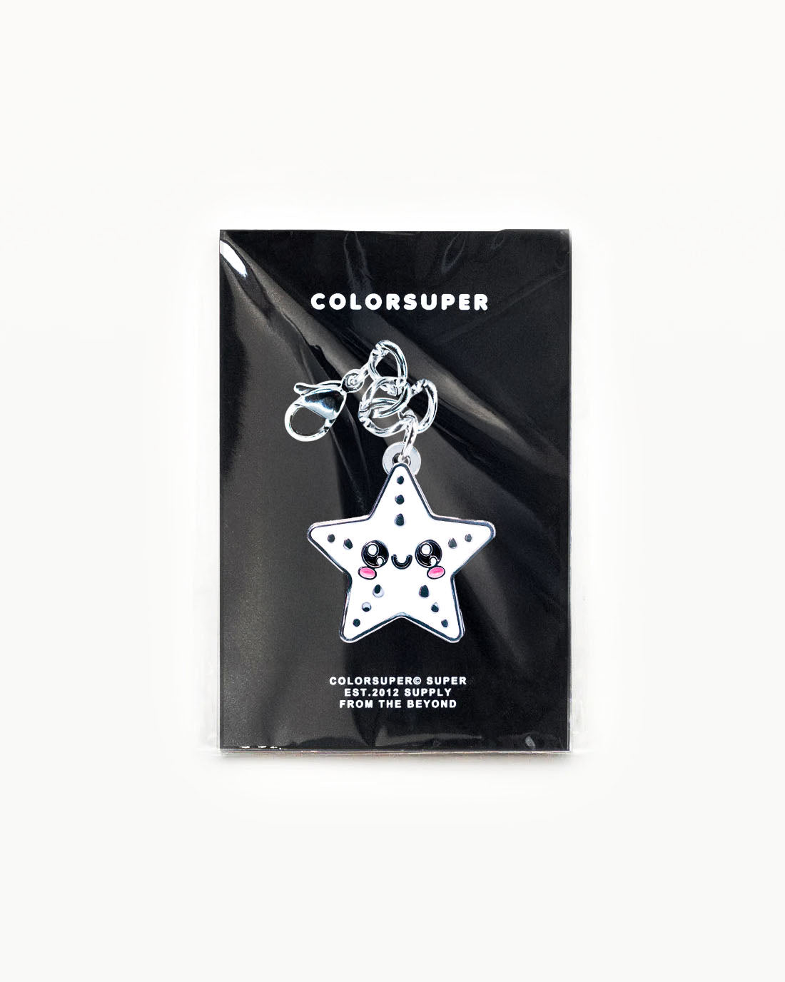 Bikini Charm - Cute Starfish Charm featuring a kawaii starfish face on a charm display card. - Alternate view