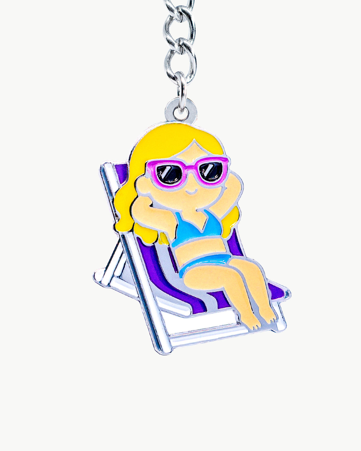 Bikini Charm - Max Relax Charm features a chill figure lounging in a chair, adding vacation vibes to beachwear.