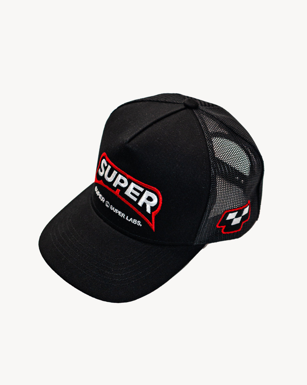 Vamp Snapback Black hat with embroidered designs, mesh back, perfect for swim style and comfort.