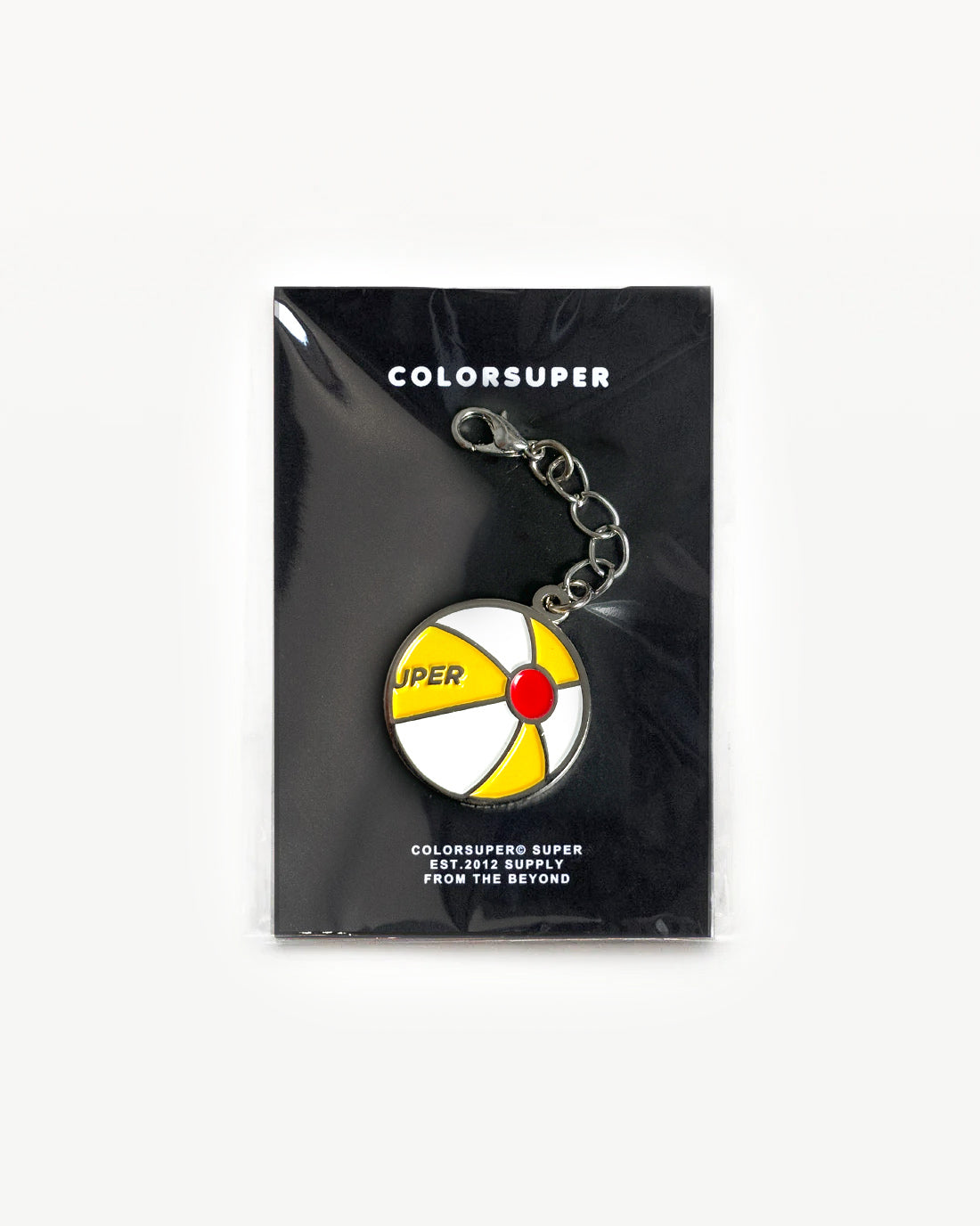 Chrome yellow beachball bikini charm with lobster clasp. - Alternate view