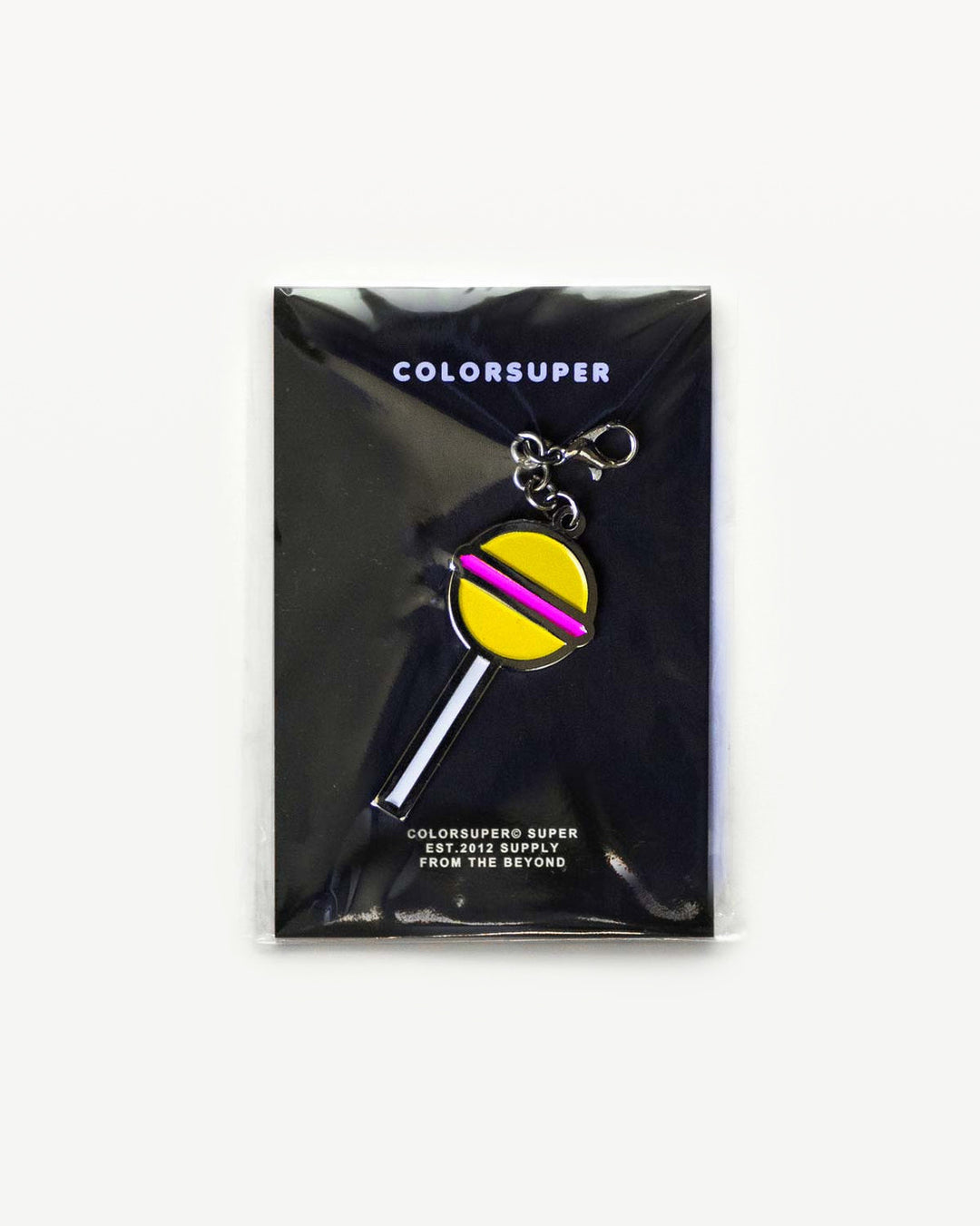 Chrome lollipop bikini charm with lobster clasp. - Alternate view