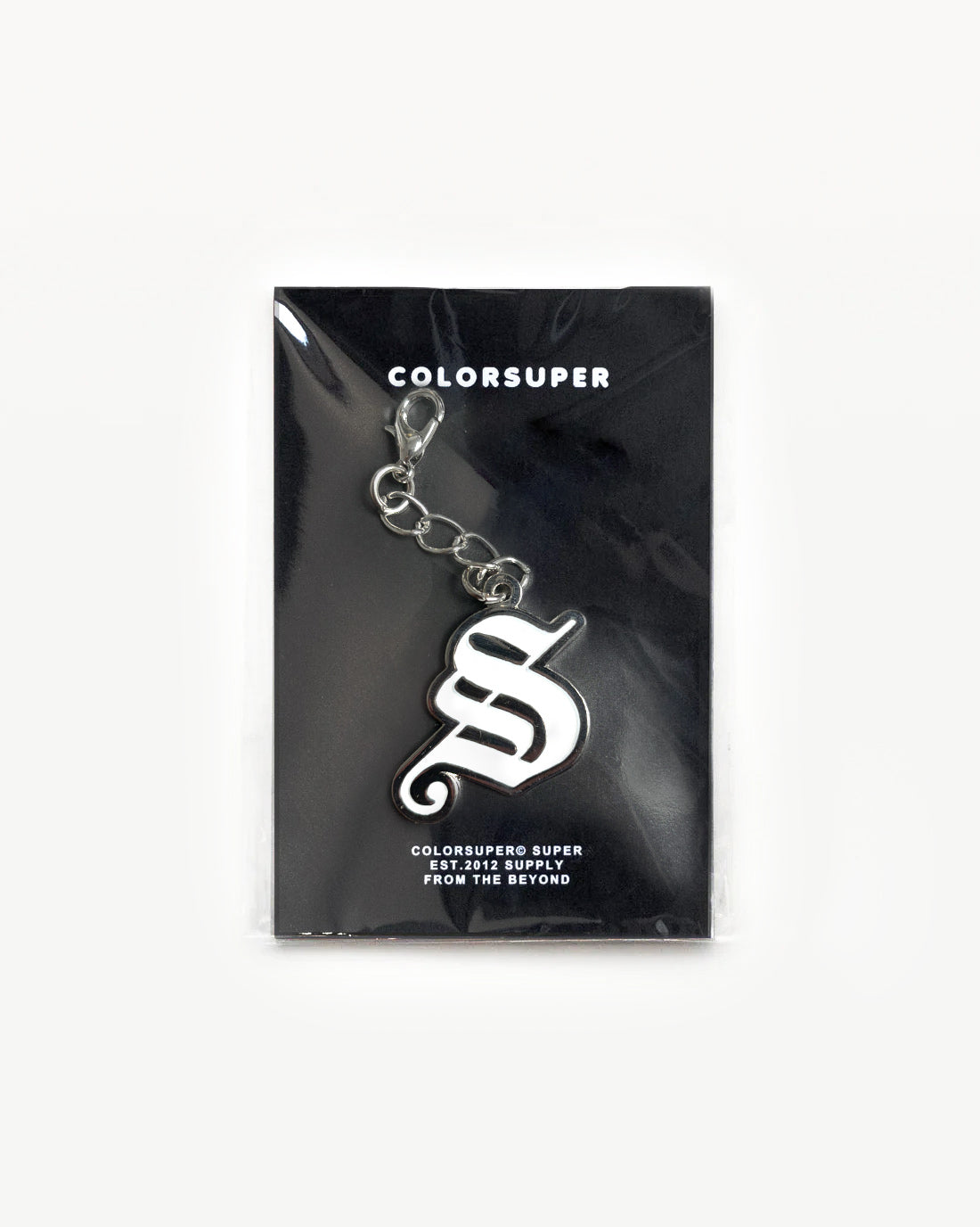 Chrome letter S gothic bikini charm with lobster clasp. - Alternate view