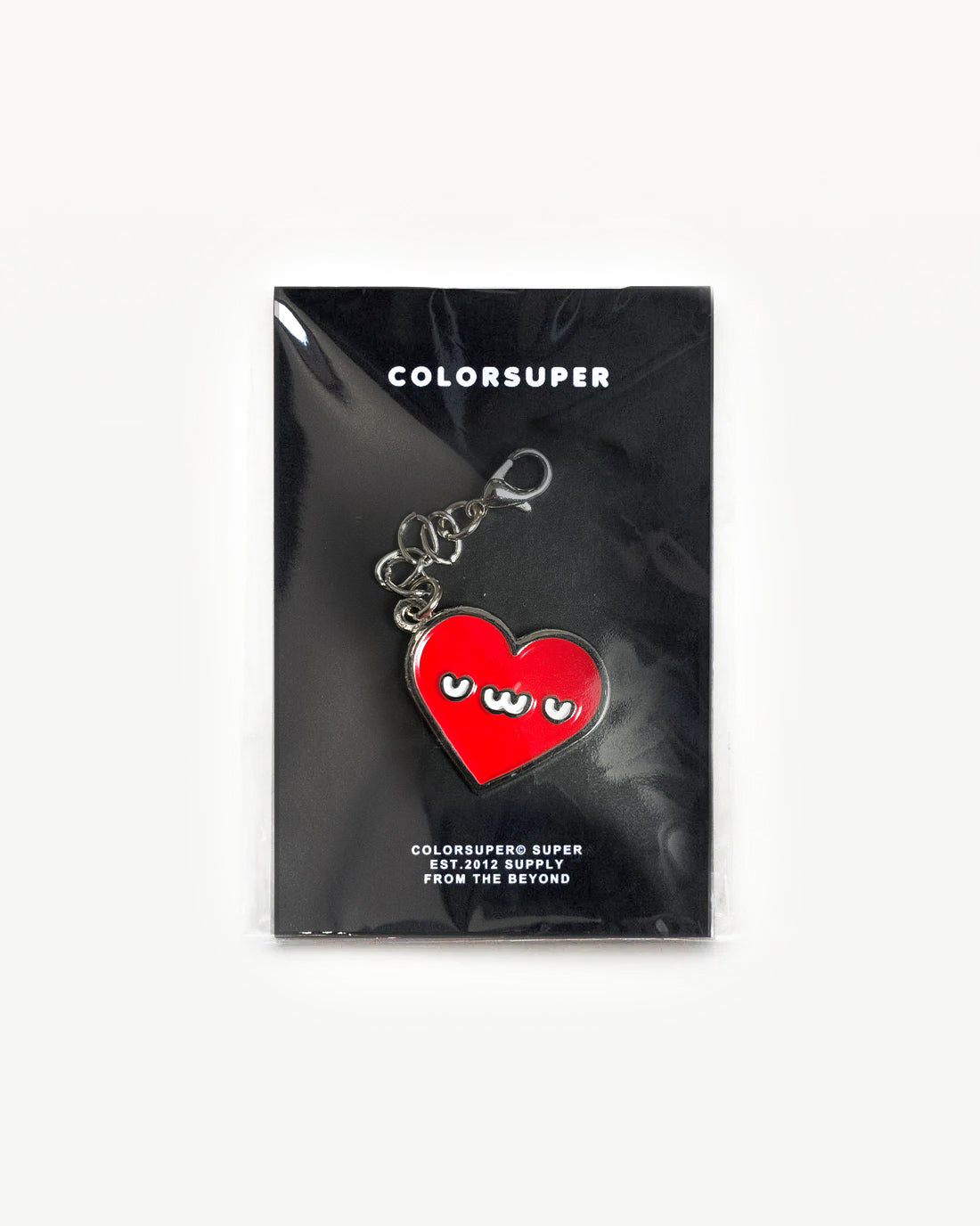 Chrome uwu heart bikini charm with lobster clasp. - Alternate view