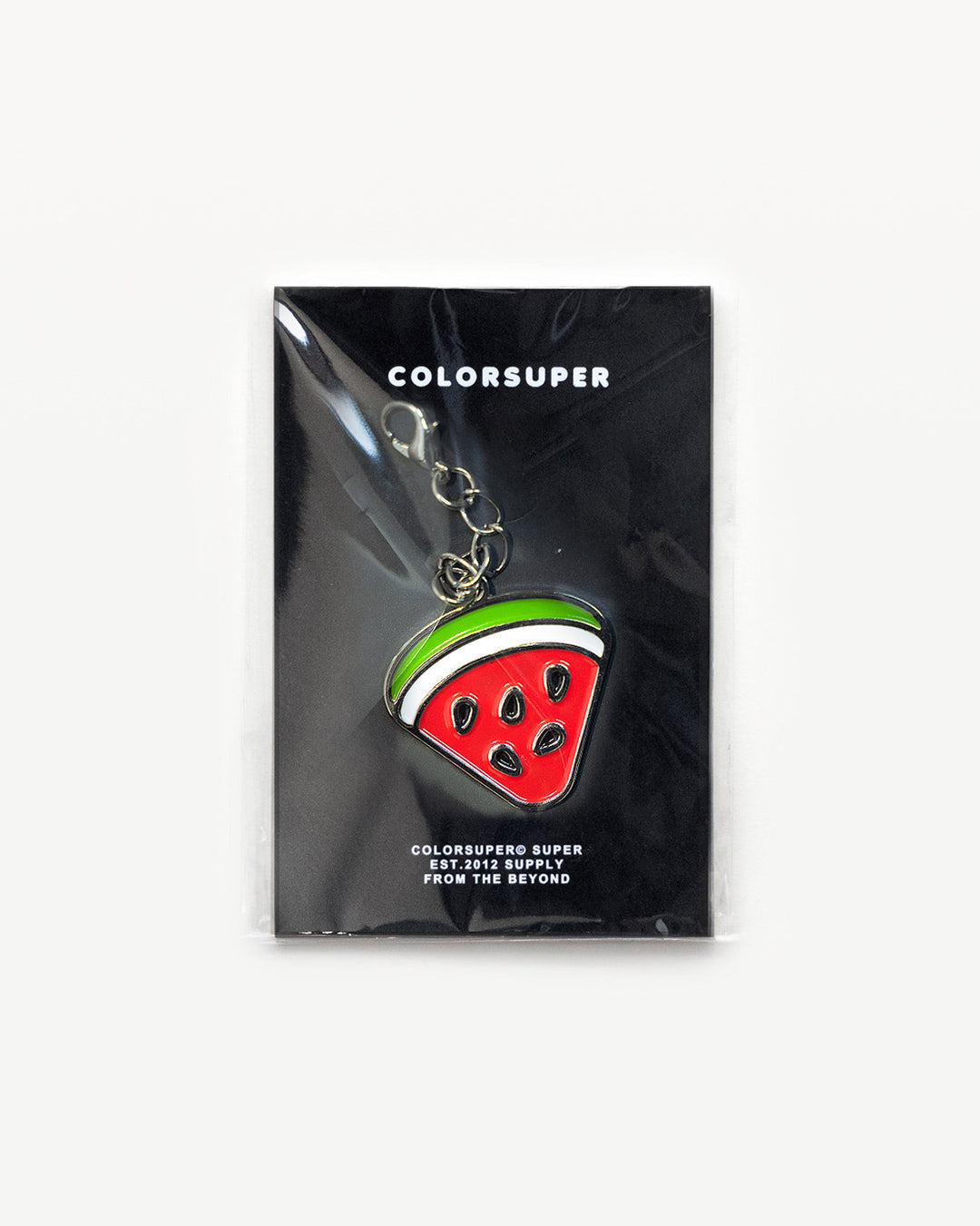 Chrome watermelon bikini charm with lobster clasp. - Alternate view