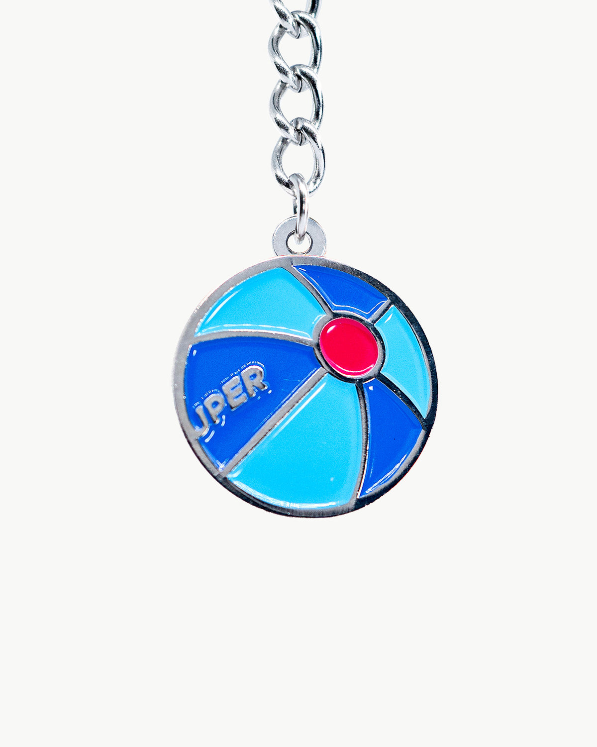 Refreshing beachball blue charm keychain, capturing summer vibes and ideal for beach lovers.