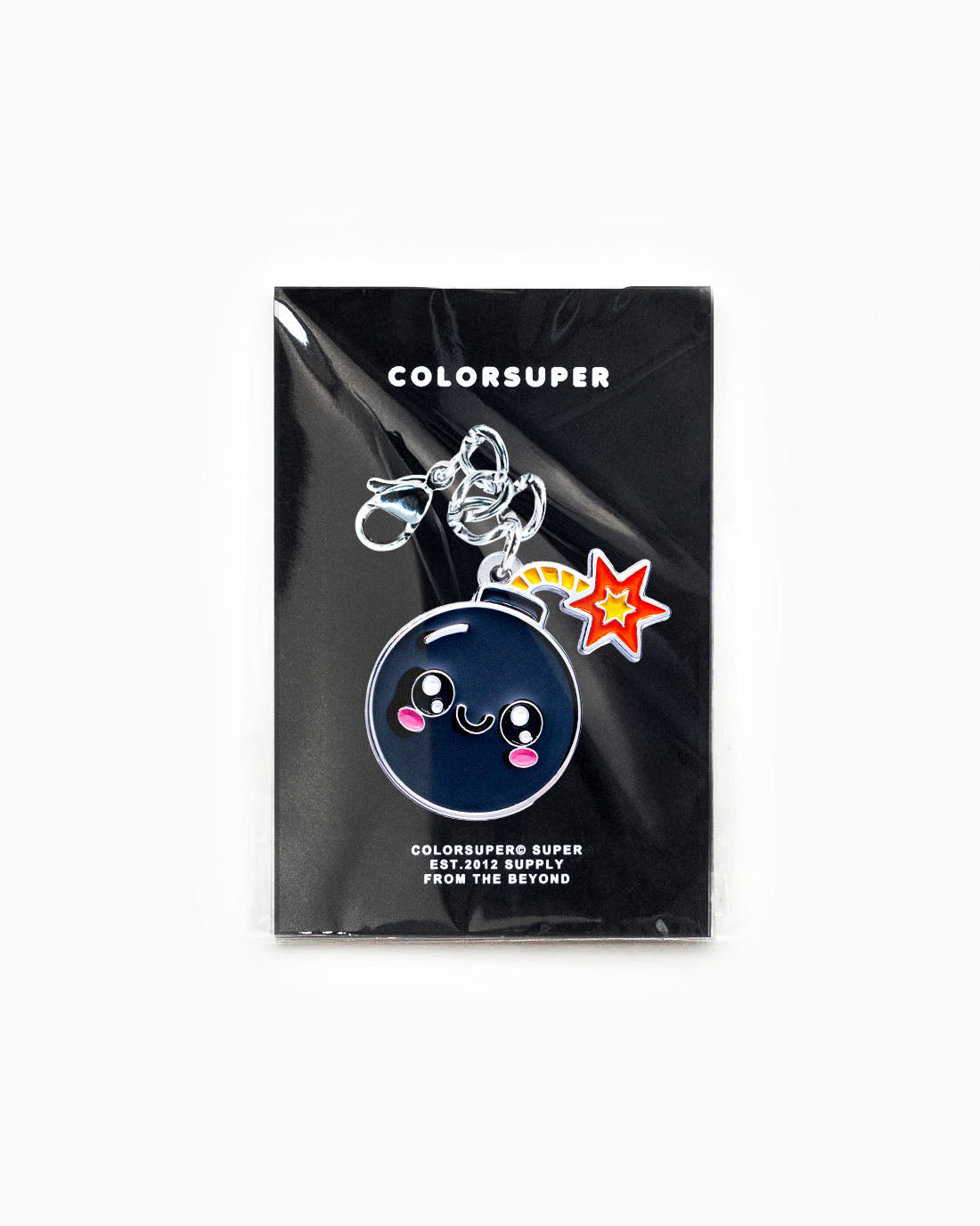Bikini Charm - Bomb Charm enamel accessory featuring a cute cartoon bomb with a kawaii face and a lit fuse. - Alternate view