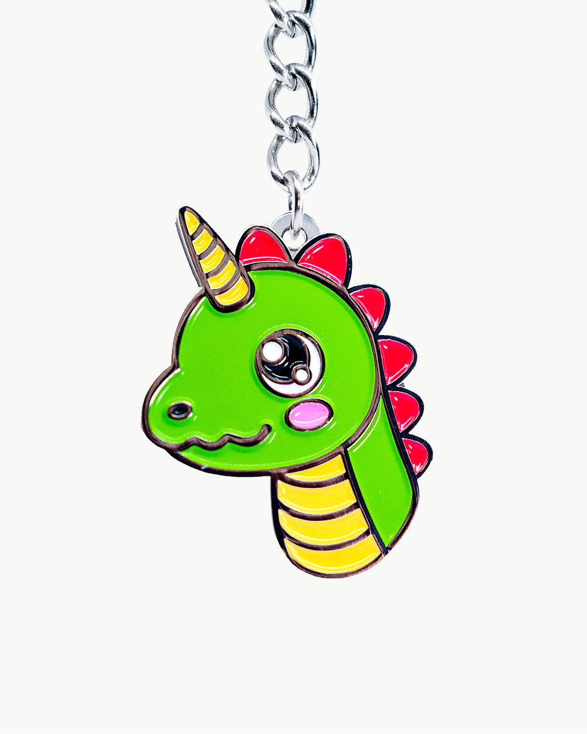 Bright green Cute Dino charm with big eyes and a gold horn, perfect for adding fun vibes to your accessories.