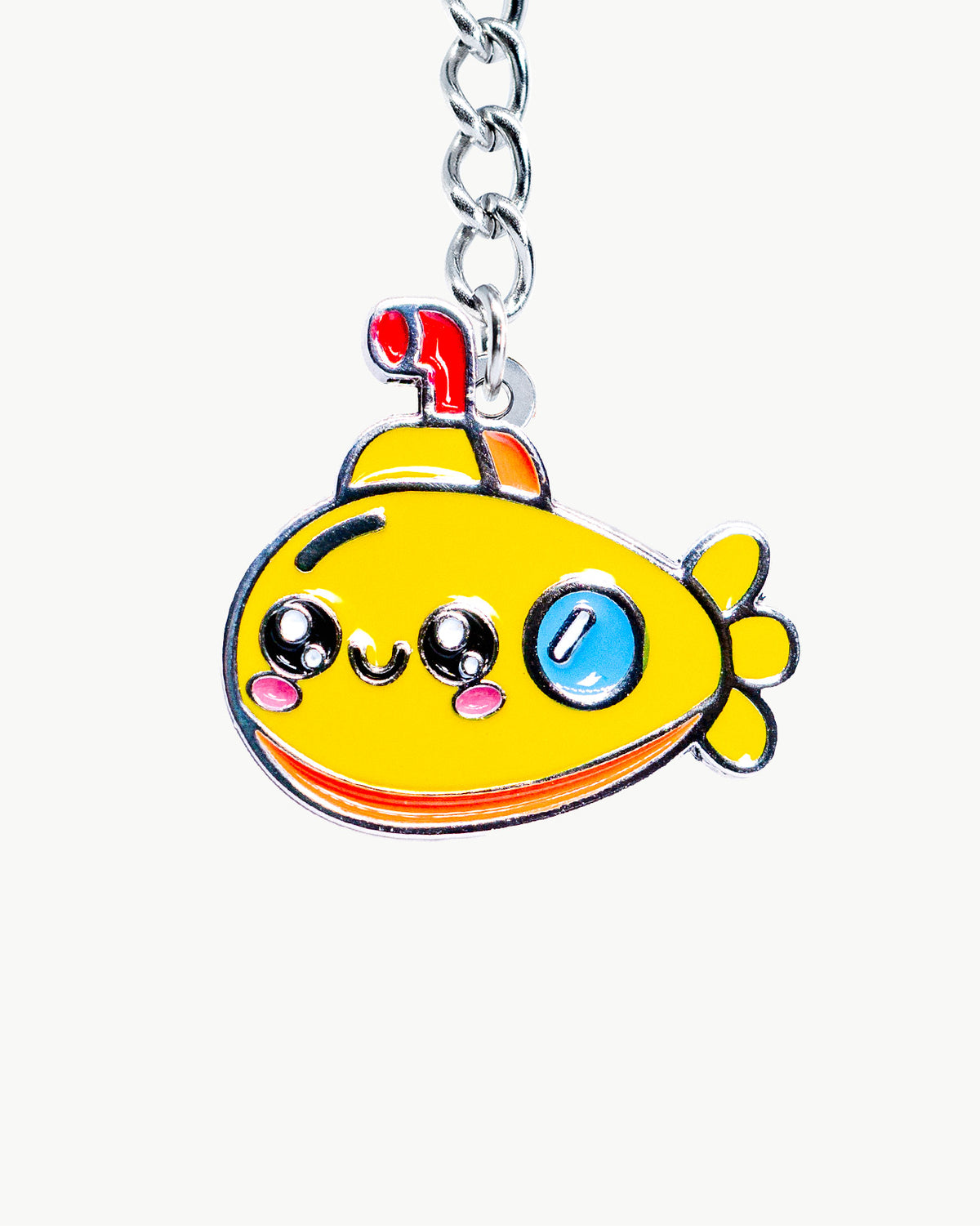 Bikini Charm - Cute Sub Charm, cute yellow submarine enamel accessory with kawaii face for swimwear personalization.