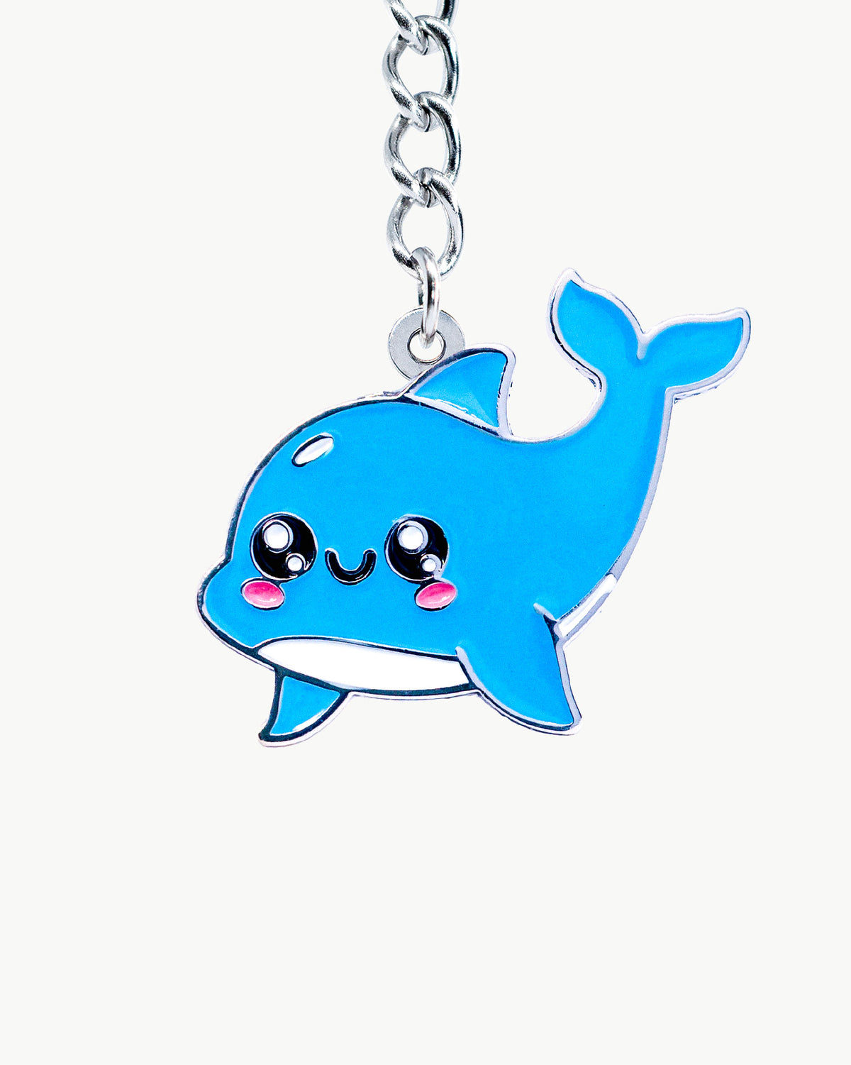 Bikini Charm - Dolphin Charm, cute blue dolphin enamel accessory with smiling face for beachwear.