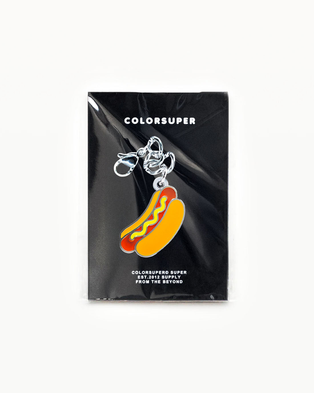 Bikini Charm - Glizzy Charm, colorful enamel hot dog charm on a card for swimsuits and beachwear. - Alternate view