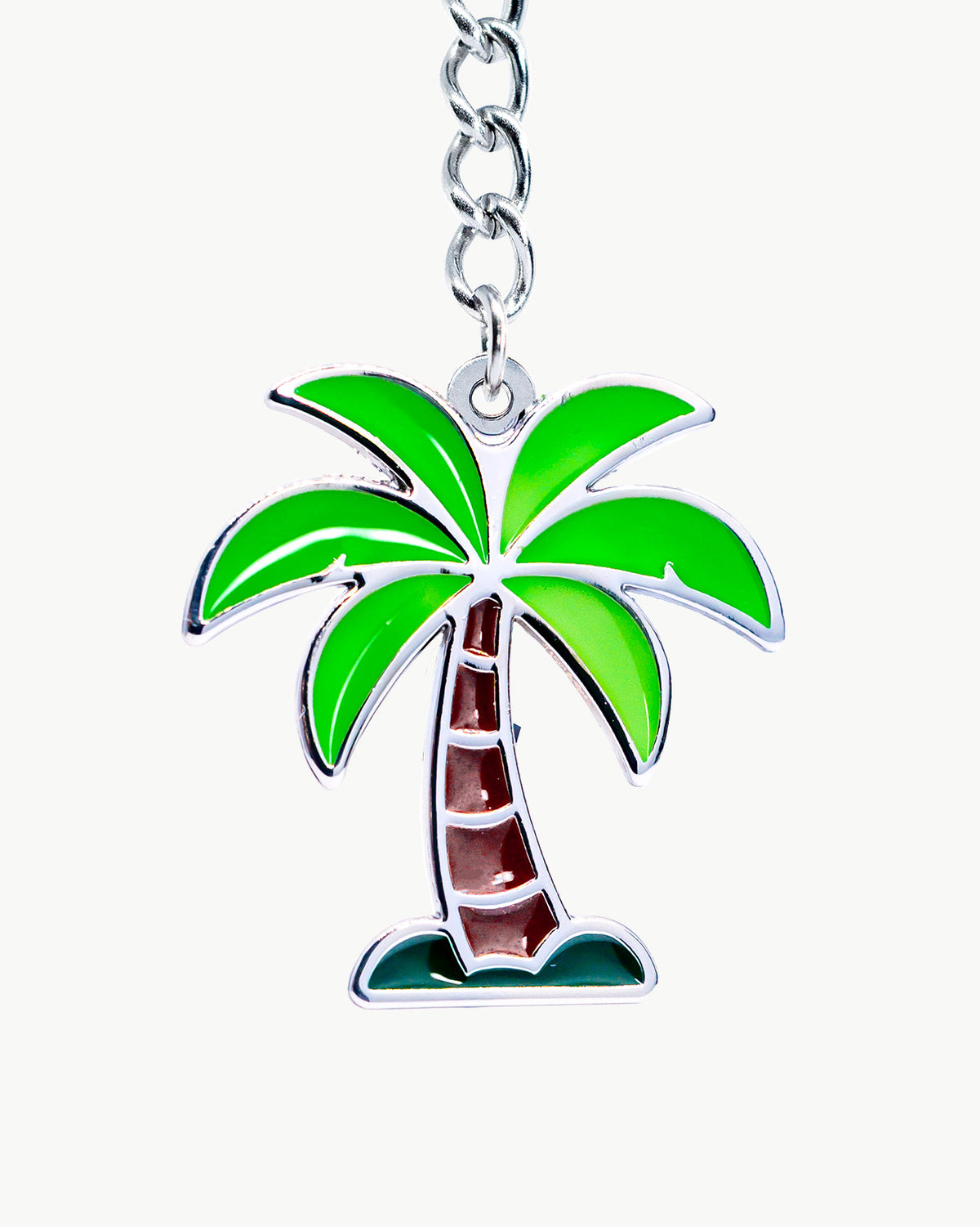 Bikini Charm - Palm Tree Charm in vibrant green and brown enamel for a tropical beach vibe.