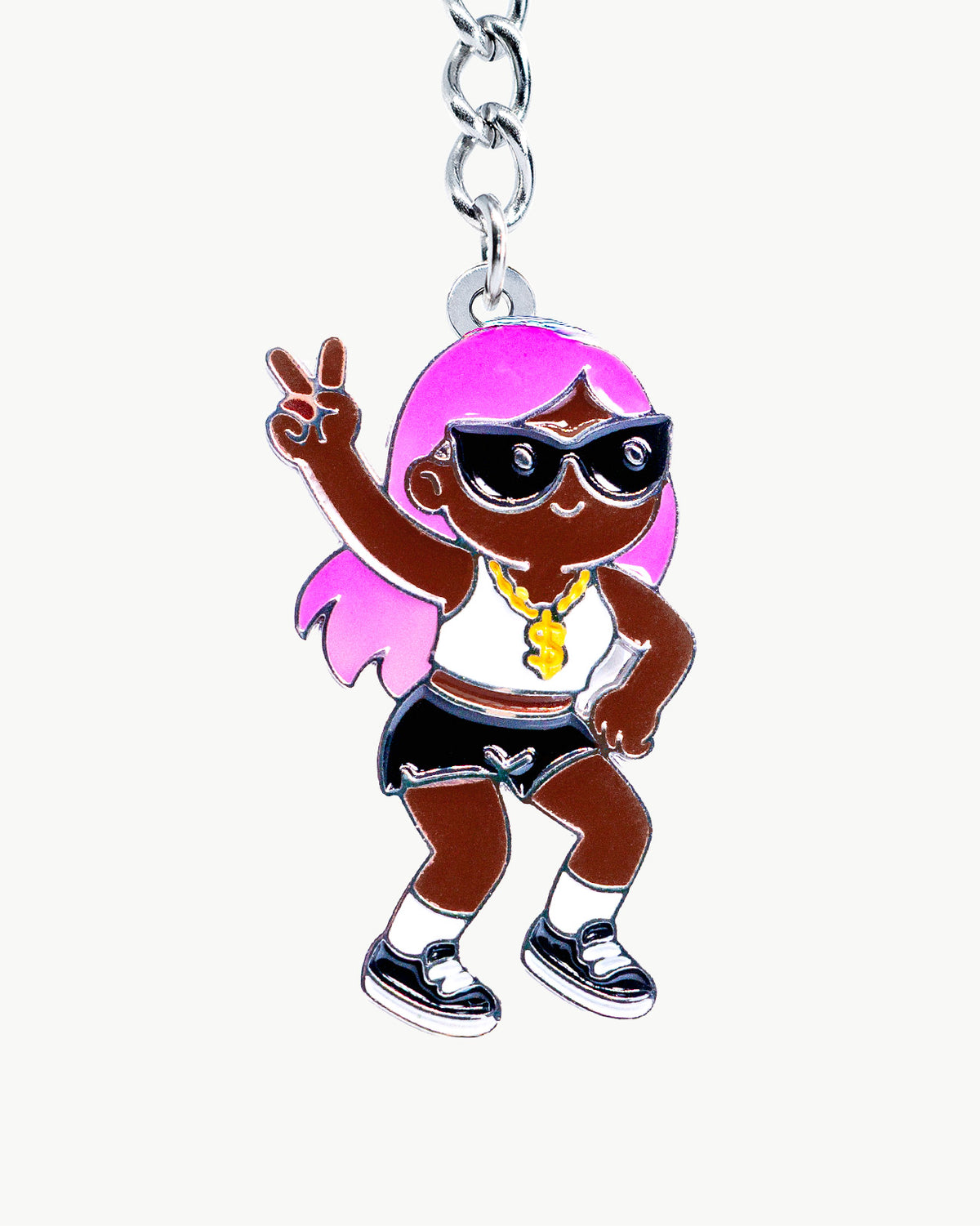 Bikini Charm - Party Girl Charm, vibrant enamel accessory featuring a stylish figure in swimwear and sunglasses.