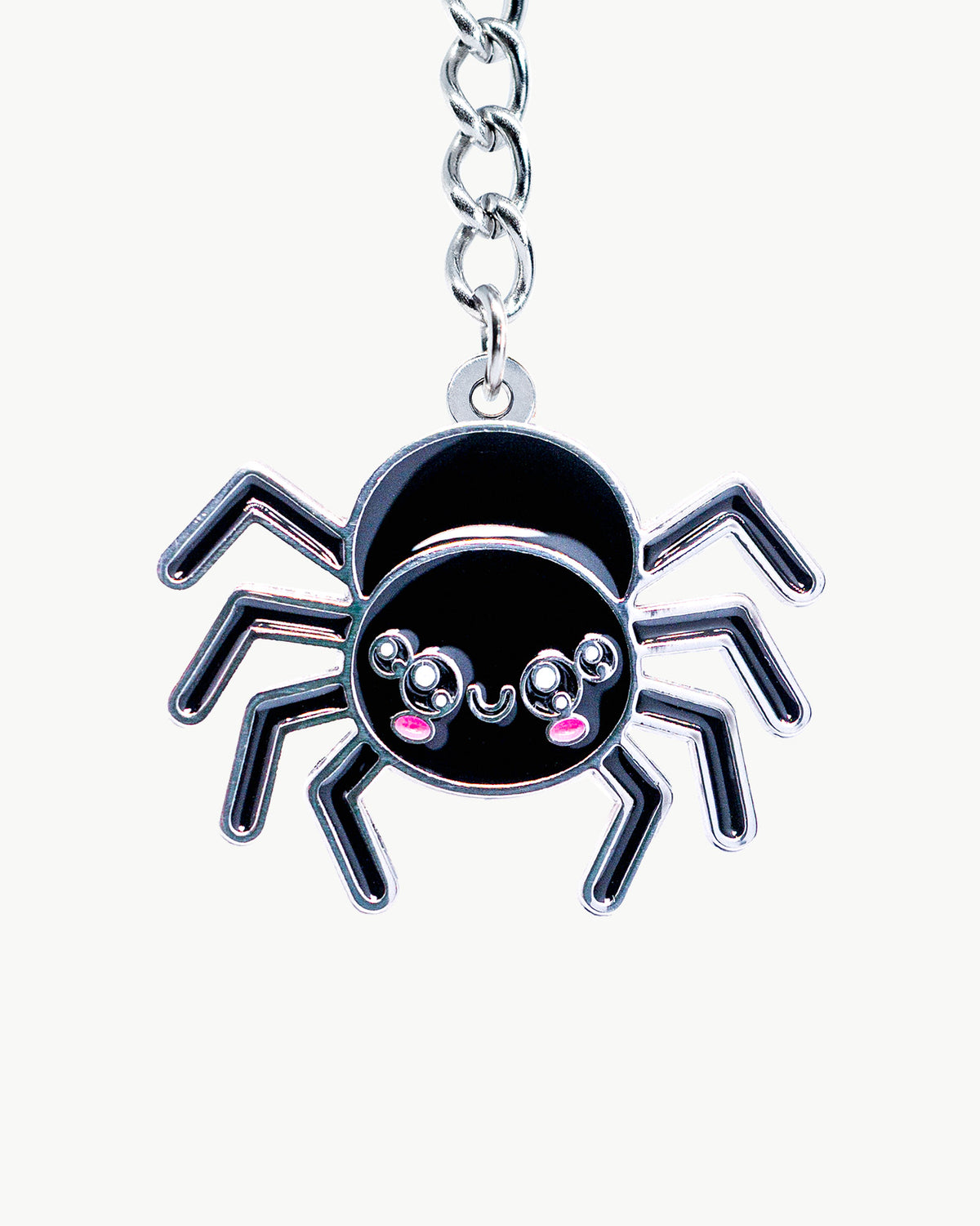 Bikini Charm - Spider Charm featuring a cute black spider with kawaii face on a chain.