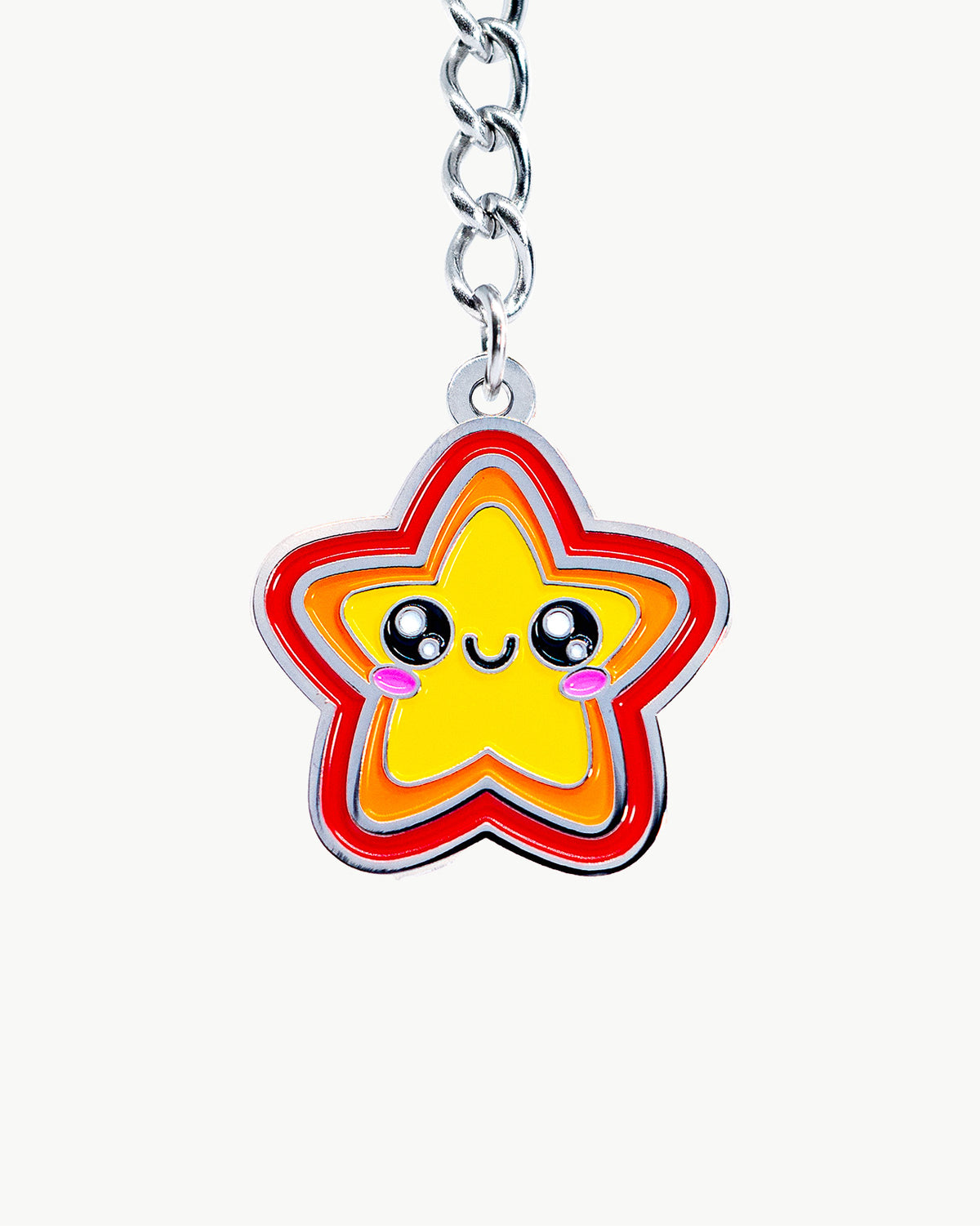 Triple Star charm featuring a vibrant yellow star with smiling face, perfect for adding shine to your collection.