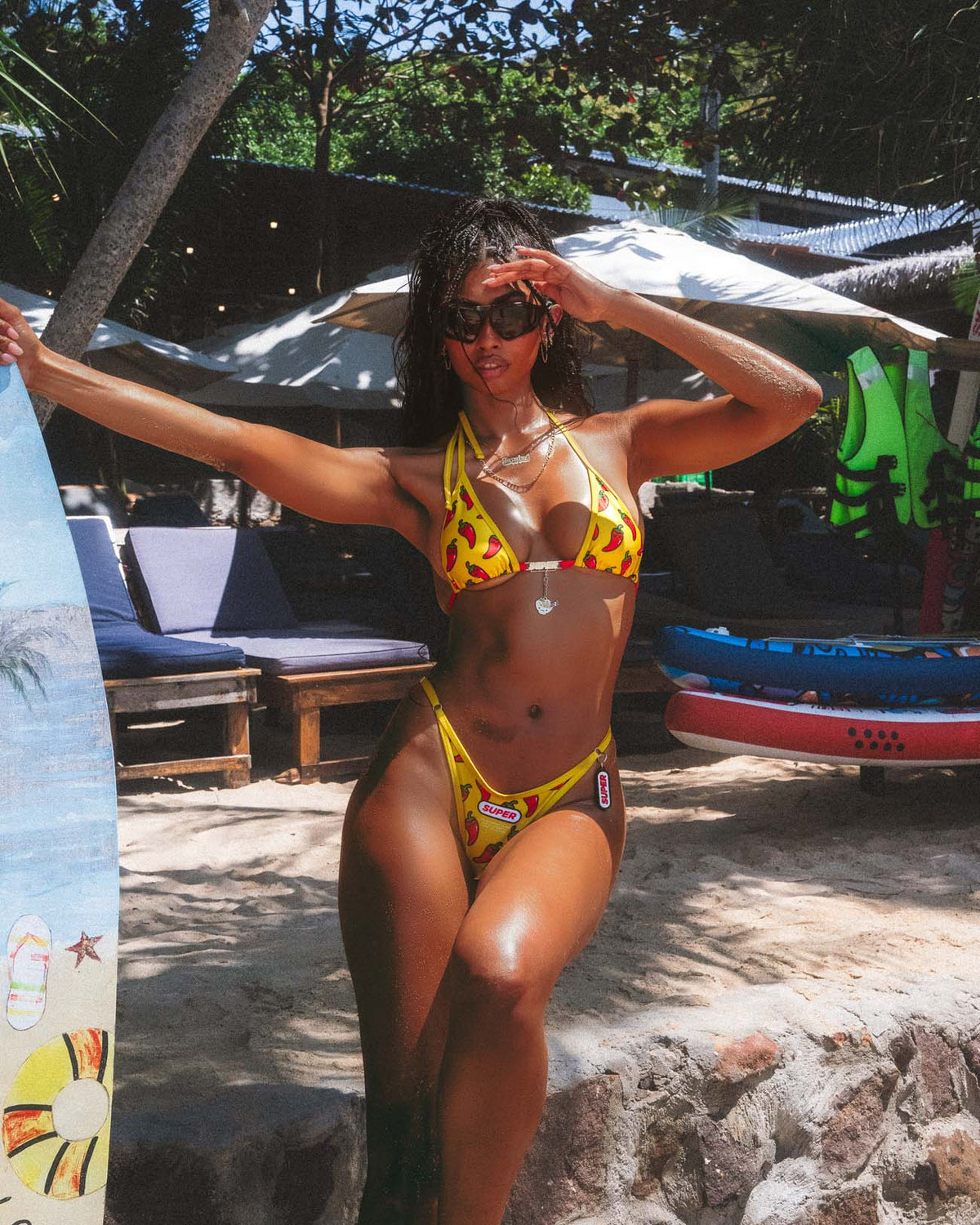Totally Hot Yellow - Thong Bikini Set