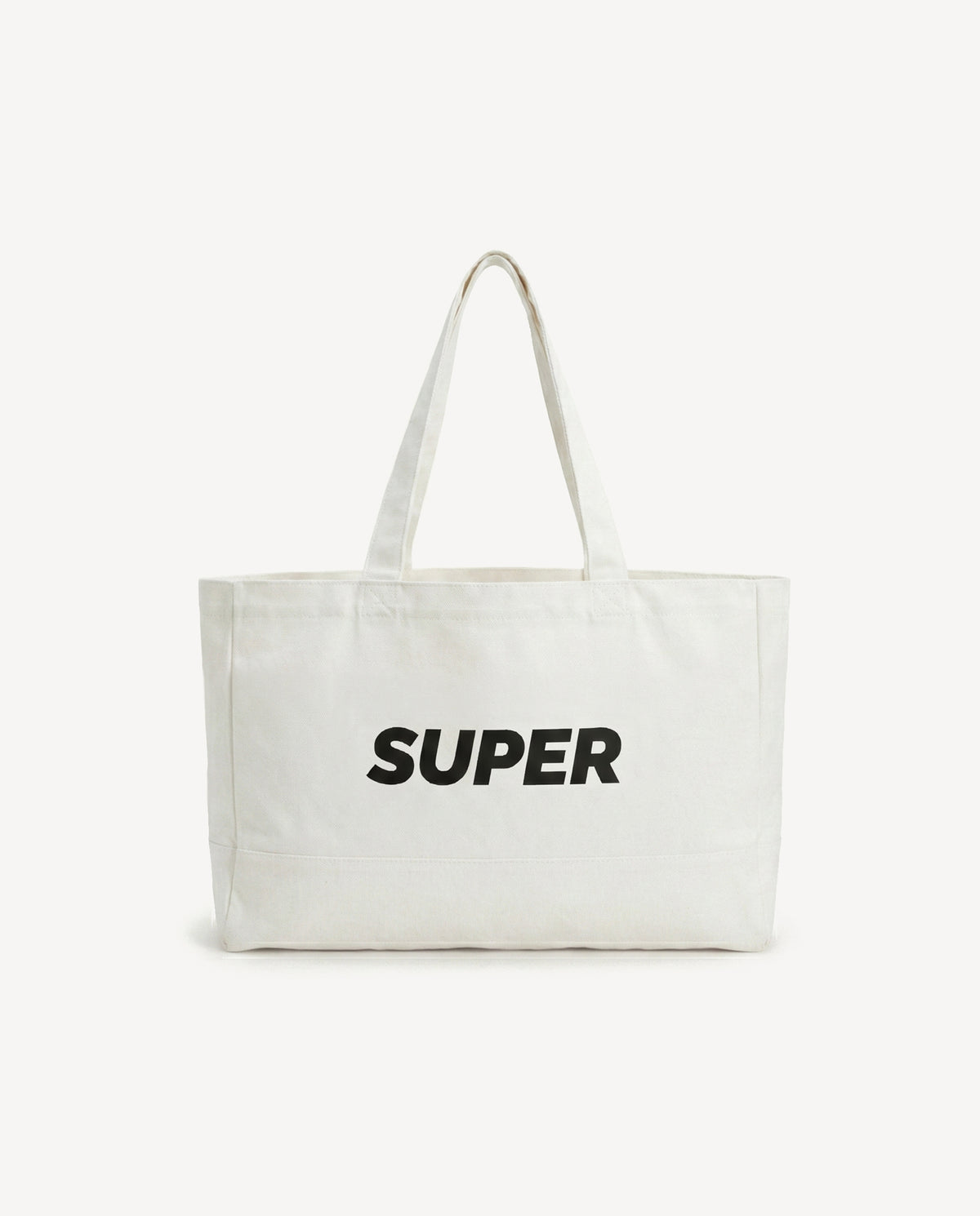 Classic Tote Bag - White/Black stylish canvas tote featuring SUPER logo, perfect for versatile use.