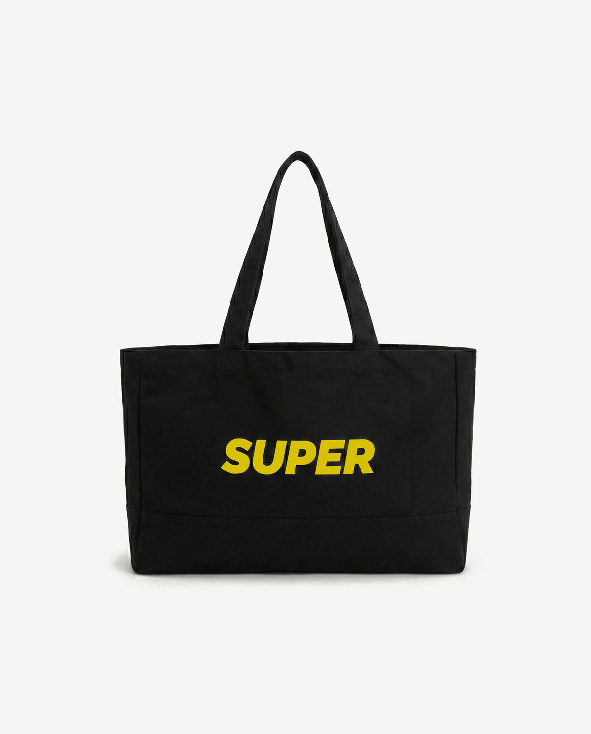 Classic Tote Bag - Black/Yellow featuring a stylish screen-printed logo in bold yellow on durable black canvas.