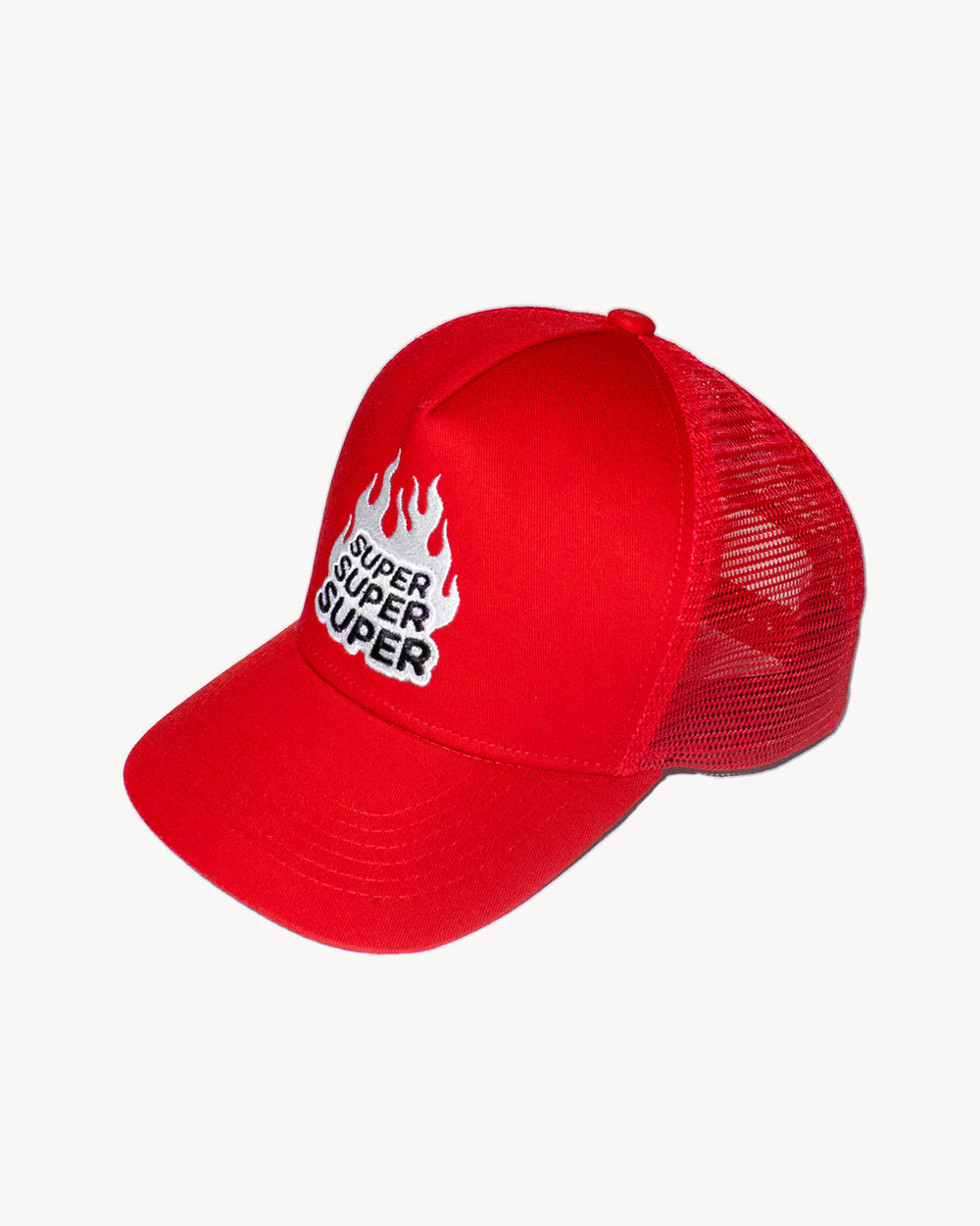Triple Heat Snapback Red cap with mesh back and embroidered design, perfect for stylish swim fits.